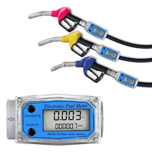 Digital Turbine Flowmeter, LCD Display with NPT Counter Gas Oil Fuel Flowmeter Measure Diesel Kerosene Gasoline 1 Inch