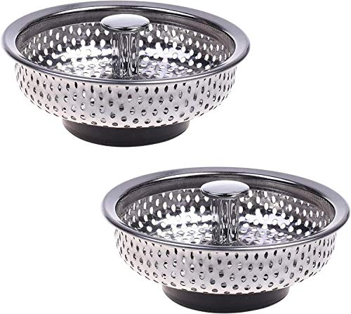 Pack of 2 Kitchen Sink Drain Strainer Basket and Stopper