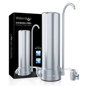 waterdrop countertop water filter, nsf/ansi 42&372 certified,5-stage stainless steel faucet water filter for 8000 gallons, reduces heavy metals, bad odor and 99% chlorine,wd-ctf-01(1 filter included)