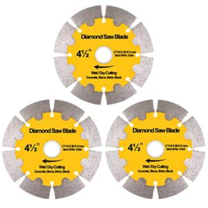 nytiger 3 pack 4-1/2 inch diamond saw blades 4.5" angle grinder disc wet dry segmented  cutting wheel with 4/5-5/8 inch arbor for concrete stone brick block masonry