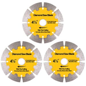 NYTiger 3 Pack 4-1/2 inch Diamond Saw Blades 4.5" Angle Grinder Disc Wet Dry Segmented  Cutting Wheel with 4/5-5/8 inch Arbor for Concrete Stone Brick Block Masonry