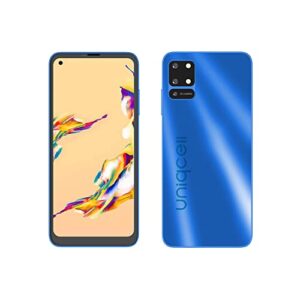 uniqcell uni 10x | android cell phone | 6.55" hd+incell punch hole | dual sim | 128gb of storage | side fingerprint (blue)