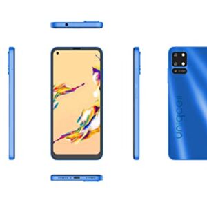 Uniqcell UNI 10X | Android Cell Phone | 6.55" HD+INCELL Punch Hole | Dual Sim | 128GB of Storage | Side Fingerprint (Blue)