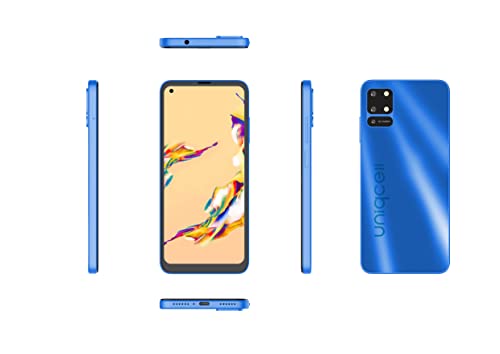 Uniqcell UNI 10X | Android Cell Phone | 6.55" HD+INCELL Punch Hole | Dual Sim | 128GB of Storage | Side Fingerprint (Blue)