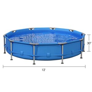 Lovinouse 12FT x 30 Inch Above Ground Swimming Pool, Metal Frame Swim Pools for Yard, Outdoor Summer Fun (12ft x 30 inch)