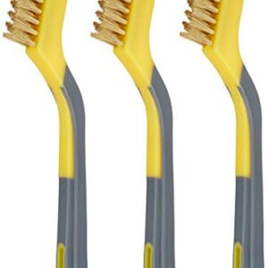 Amazon Basics Brass Mini Brushes, Soft Grip, 3-Pack, 1/2 inch, Yellow/Grey