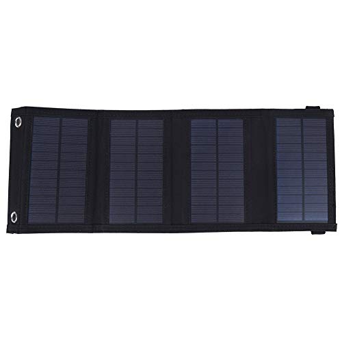 Outdoor Black Solar Panel Charger, 10W 5.5V Lightweight Portable Folding Charger Board Waterproof Emergency Solar Charger Mobile Power Supply, with Carabiners, for Mobile Phones, Travel, Camping