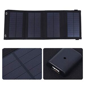 Outdoor Black Solar Panel Charger, 10W 5.5V Lightweight Portable Folding Charger Board Waterproof Emergency Solar Charger Mobile Power Supply, with Carabiners, for Mobile Phones, Travel, Camping