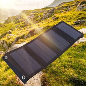 Outdoor Black Solar Panel Charger, 10W 5.5V Lightweight Portable Folding Charger Board Waterproof Emergency Solar Charger Mobile Power Supply, with Carabiners, for Mobile Phones, Travel, Camping