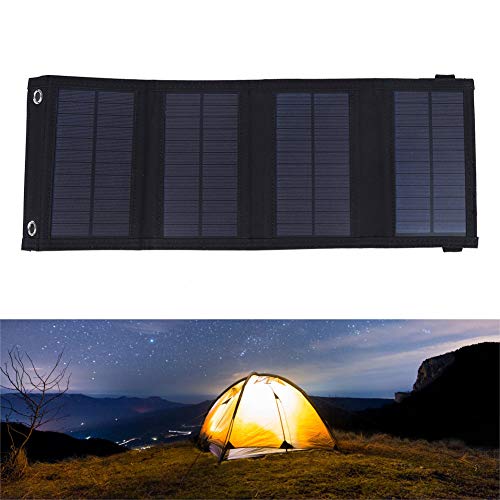 Outdoor Black Solar Panel Charger, 10W 5.5V Lightweight Portable Folding Charger Board Waterproof Emergency Solar Charger Mobile Power Supply, with Carabiners, for Mobile Phones, Travel, Camping