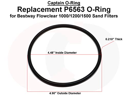 Captain O-Ring - Replacement P6563 O-Ring for Bestway Flowclear 1000/1200/1500 Sand Filter Strainer Lid (2 Pack)