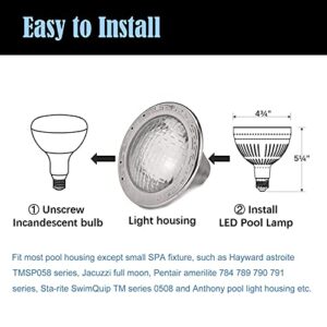 GRG LED Pool Light Bulb for Inground Swimming Pool,120V 65W 6000K White Color Led Light Bulb,Replaces up to 200-800W Traditional Bulb for Pentair Hayward Underwater LED Pool Light Fixture