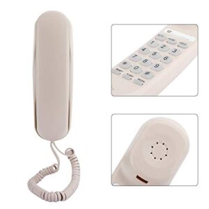 M ugast Corded Telephone,Wired Mini Slim-line Table/Wall-Mountable Telephone Landline,for Office/Hotel/Bedroom/Elevator/Bathroom,Beige