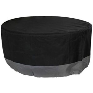 sunnydaze heavy duty round outdoor fire pit cover with drawstring - 300d polyester material - black/gray - 48-inch x 18-inch