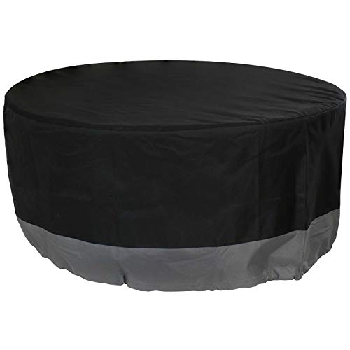 Sunnydaze Heavy Duty Round Outdoor Fire Pit Cover with Drawstring - 300D Polyester Material - Black/Gray - 48-Inch x 18-Inch