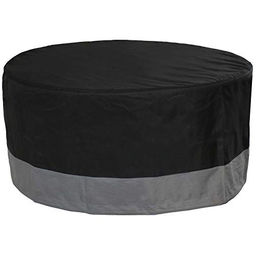 Sunnydaze Heavy Duty Round Outdoor Fire Pit Cover with Drawstring - 300D Polyester Material - Black/Gray - 48-Inch x 18-Inch