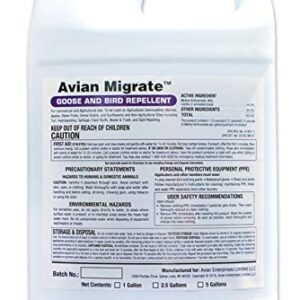 Avian Migrate Goose Deterrent, Bird Repellent Concentrate, Geese Repellent, Non-Toxic, Made in The USA, Removes Geese from Beaches, Yards, Ponds, Parks and Ground (One Gallon)