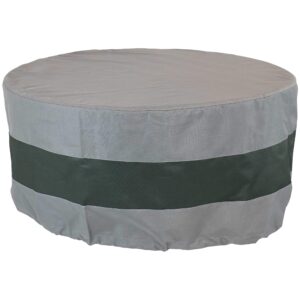 sunnydaze 2-tone round outdoor fire pit cover - heavy-duty 300d polyester with drawstring - gray/green - 48-inch x 18-inch