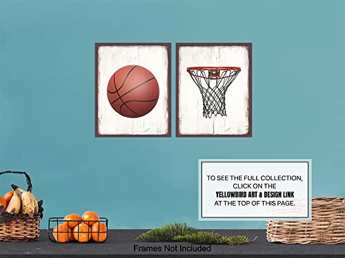 Basketball Wall Art Prints Set - 8x10 Vintage Home Decor Photos - Unique Gift for Men, Teens, Kobe Bryant, Michael Jordan, Lebron James, Sports Fan - Decoration for Boys Room, Bedroom, Game Room, Den