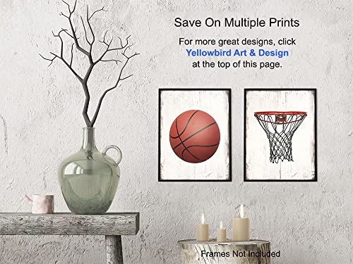 Basketball Wall Art Prints Set - 8x10 Vintage Home Decor Photos - Unique Gift for Men, Teens, Kobe Bryant, Michael Jordan, Lebron James, Sports Fan - Decoration for Boys Room, Bedroom, Game Room, Den