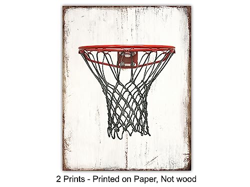 Basketball Wall Art Prints Set - 8x10 Vintage Home Decor Photos - Unique Gift for Men, Teens, Kobe Bryant, Michael Jordan, Lebron James, Sports Fan - Decoration for Boys Room, Bedroom, Game Room, Den