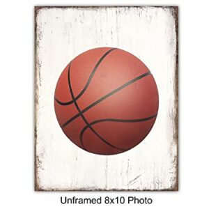 Basketball Wall Art Prints Set - 8x10 Vintage Home Decor Photos - Unique Gift for Men, Teens, Kobe Bryant, Michael Jordan, Lebron James, Sports Fan - Decoration for Boys Room, Bedroom, Game Room, Den