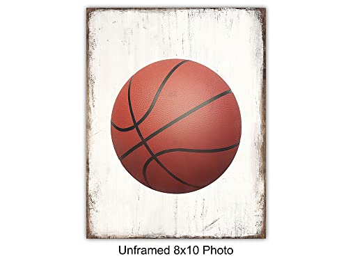 Basketball Wall Art Prints Set - 8x10 Vintage Home Decor Photos - Unique Gift for Men, Teens, Kobe Bryant, Michael Jordan, Lebron James, Sports Fan - Decoration for Boys Room, Bedroom, Game Room, Den