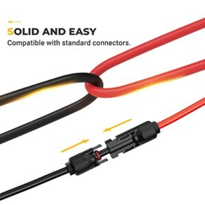 BougeRV 20 Feet 12AWG Solar Extension Cable with Female and Male Connector with Extra Free Pair of Connectors Solar Panel Adaptor Kit Tool (20FT Red + 20FT Black)