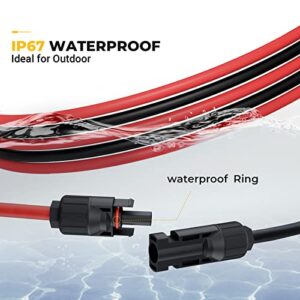 BougeRV 20 Feet 12AWG Solar Extension Cable with Female and Male Connector with Extra Free Pair of Connectors Solar Panel Adaptor Kit Tool (20FT Red + 20FT Black)