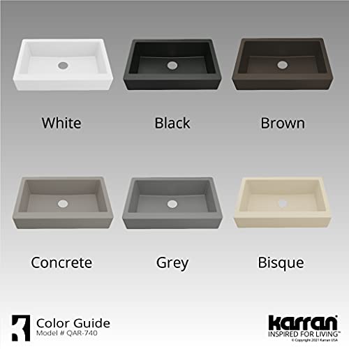 Karran QAR-740 Retrofit Farmhouse/Apron-Front Quartz Composite 34 in. Single Bowl Kitchen Sink Kit in White