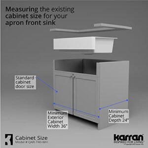 Karran QAR-740 Retrofit Farmhouse/Apron-Front Quartz Composite 34 in. Single Bowl Kitchen Sink Kit in White