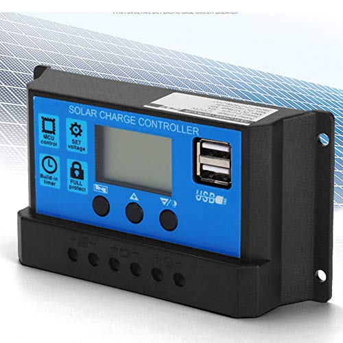Solar Charge Controller, 60A 12V/24V Intelligent Solar Charge Regulator with USB Port Backlight LCD Display(60A)