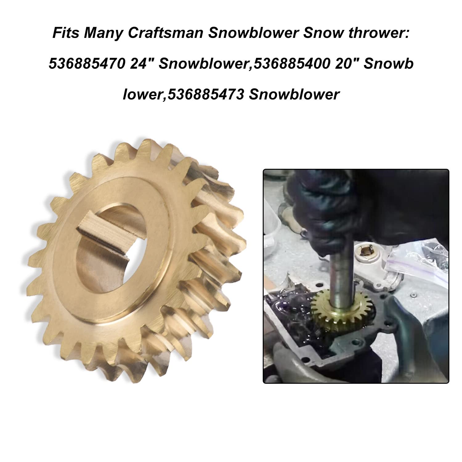 51405MA 51279MA Worm Gear & Gasket Kit Compatible With Craftsman SnowThrower for 2 Dual Stage Snowblower 536886540 536886180 601002109, Replaces MT51405MA, 51405, 9355, 204167 Models (22 Teeth)