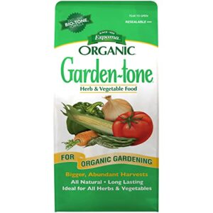 espoma organic garden-tone 3-4-4 organic fertilizer for cool & warm season vegetables and herbs. grow an abundant harvest of nutritious and flavorful vegetables – 4 lb. bag - pack of 2