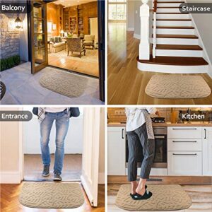 TOONOW Indoor Doormats Front Door Mat,32 "x17, Low-Profile Machine Washable Kitchen Rug, Absorbent Mud Half Round Entrance Mat for Outdoors, Entryway, Patio, Bedroom, Beige