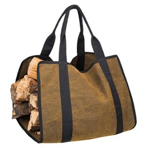 gaspro firewood carrier, 40 x 18inch firewood tote bag, canvas log carrier with reinforced handles, double sides usable