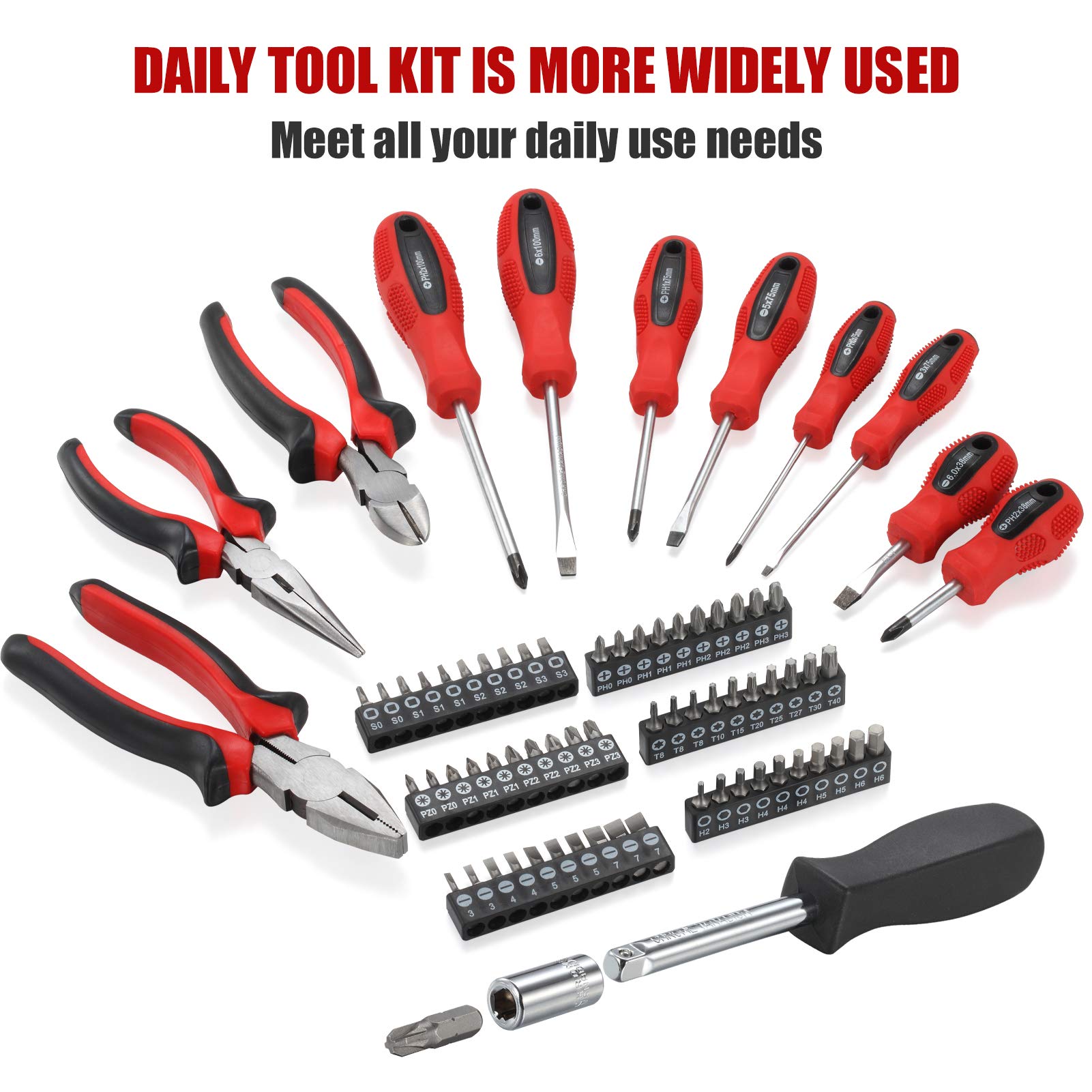 ARUCMIN 438-Piece Mechanics Tool Set with 3-Drawer Heavy Duty Metal Box Repair Tool Kit