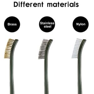 9 Pieces Mini Wire Brush Set Scratch Wire Bristles Brush Set Rust Paint Metal Cleaner Steel Nylon Brass Brush for Detailing Cleaning Welding Slag and Rust