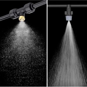 Misting Cooling System 98.4FT (30M) Misting Line + 50 Brass Mist Nozzles + 45 T-Connectors + 1 Faucet Adapters (3/4") Outdoor Mister for Patio Garden Greenhouse Trampoline for Waterpark