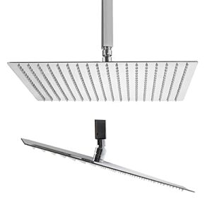 AWARA 16 Inch Rain Shower Head, Square Ultra Thin 304 Stainless Steel High Pressure Shower Head, Large Chrome Polish Rainfall Shower Head Full Body Coverage Modern Waterfall Shower Head