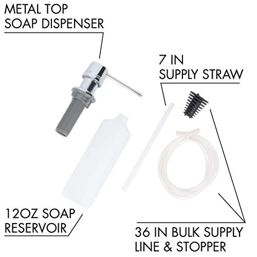 JS Jackson Supplies Soap Dispenser Kit for Laundry Tubs and Kitchen Sinks, Zinc Nozzle & Head in a Chrome Finish, Comes with Extension Tube 36" (3 Foot) & Bottle Stopper, Refill from the Top or Bottom