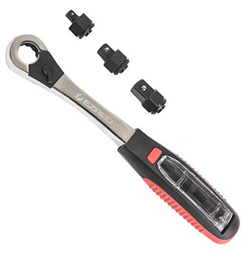 EZRED 3-in-1 Ratchet Set with 1/4, 3/8, 1/2-Inch Drive Heads with quick release and 72 teeth great for home DIYâ€™ers and professionals