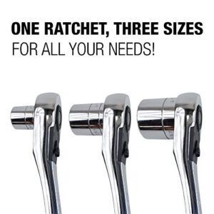 EZRED 3-in-1 Ratchet Set with 1/4, 3/8, 1/2-Inch Drive Heads with quick release and 72 teeth great for home DIYâ€™ers and professionals