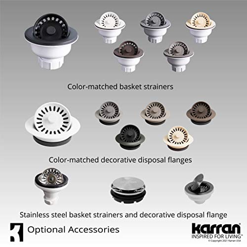 Karran QT-712 Drop-In Quartz Composite 33 in. 1-Hole Single Bowl Kitchen Sink Kit in Grey