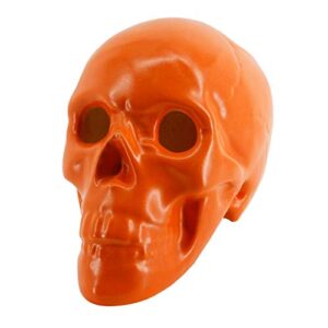 myard glaze enamel ceramic fireproof fire skull log for gas or wood fireplace fire pit campfire bonfire halloween horror decor (qty 1, orange)