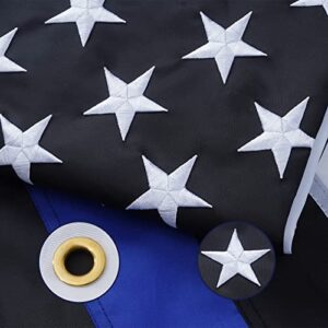 topflags thin blue line flag 3x5 outdoor police flag 3x5 feet made in usa back the blue flags embroidered stars and sewn stripes blue lives matter support first responders