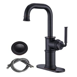 rkf single-handle swivel spout bathroom sink faucet with metal pop-up drain with overflow and cupc water lines,bar sink faucet,small kitchen faucet tap, (orb, square)