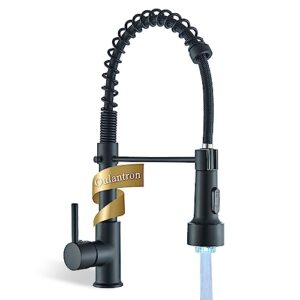 kitchen faucet with spring led pull down sprayer single handle matte black commercial stainless steel kitchen sink faucet oulantron high arc kitchen faucet