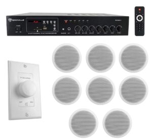 rockville commercial restaurant amp+(8) 6 inches white ceiling speakers+wall control