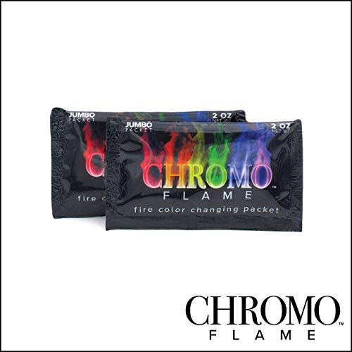 CHROMO FLAME Fire Color Changing Packets for Fire Pit, Campfire, Bonfire, Outdoor Fireplace | Magic, Rainbow, Colorful, Mystic Flames | 4 oz Total, 2-2 oz Jumbo Packets